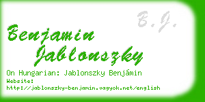 benjamin jablonszky business card